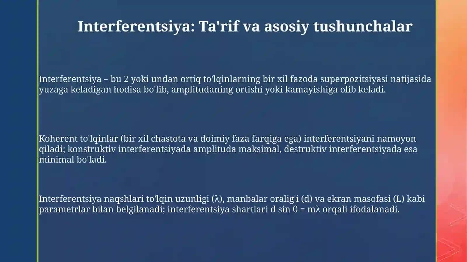 Interferentsiyavauningqoʻllanilishi 3