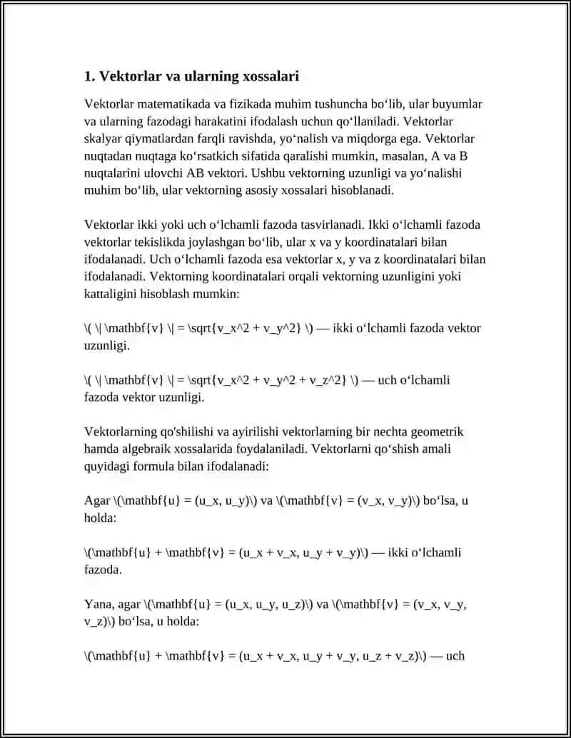 REFERAT Mavzu: VEKTORLAR 3