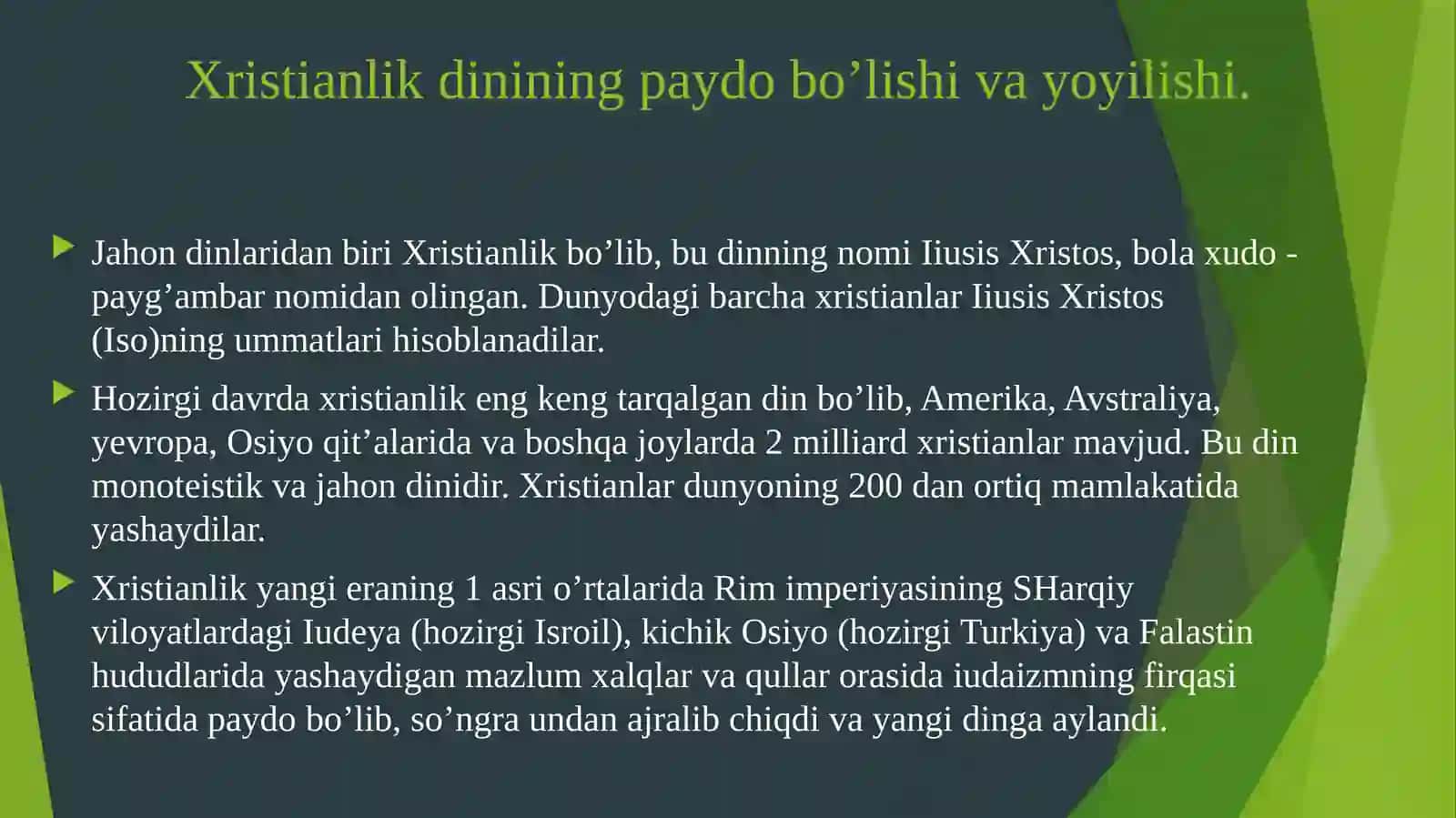 Xristianlikdini tarixi va asosiy g'oyalari 3