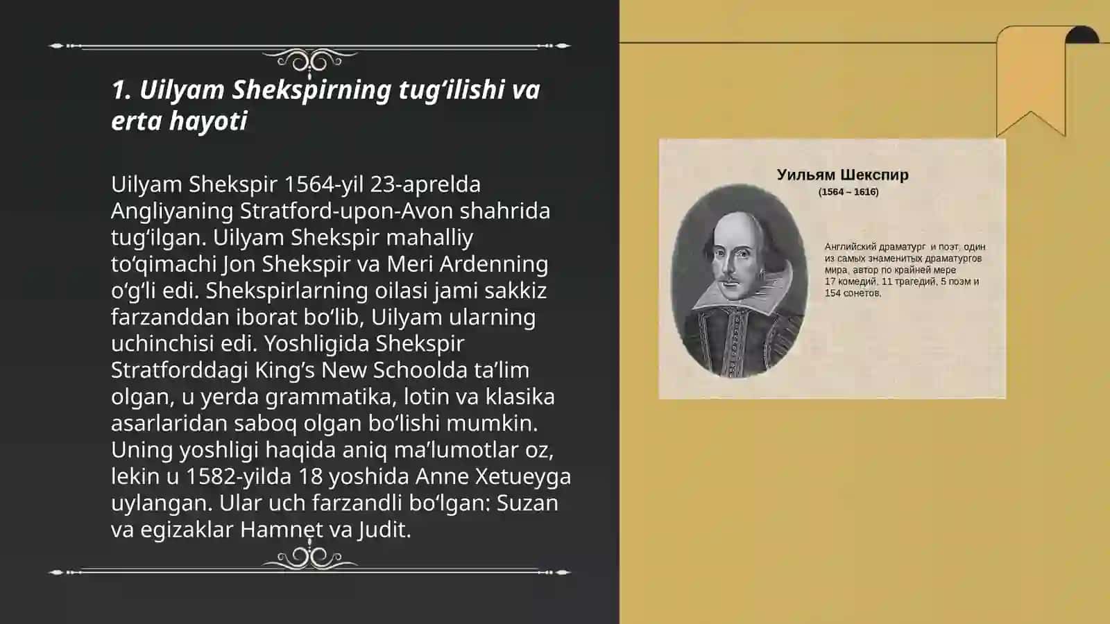 Uiliyam Shekspir hayoti va ijodi 3