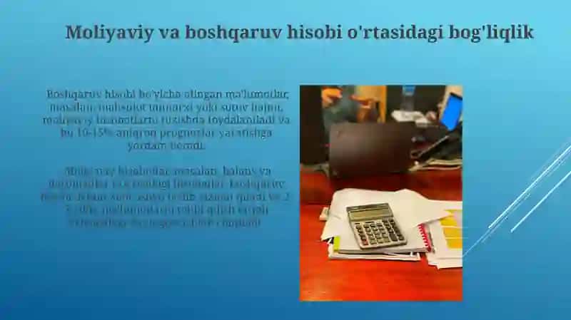 Moliyaviy va boshqaruv hisobning òzaro boģliqligi 3
