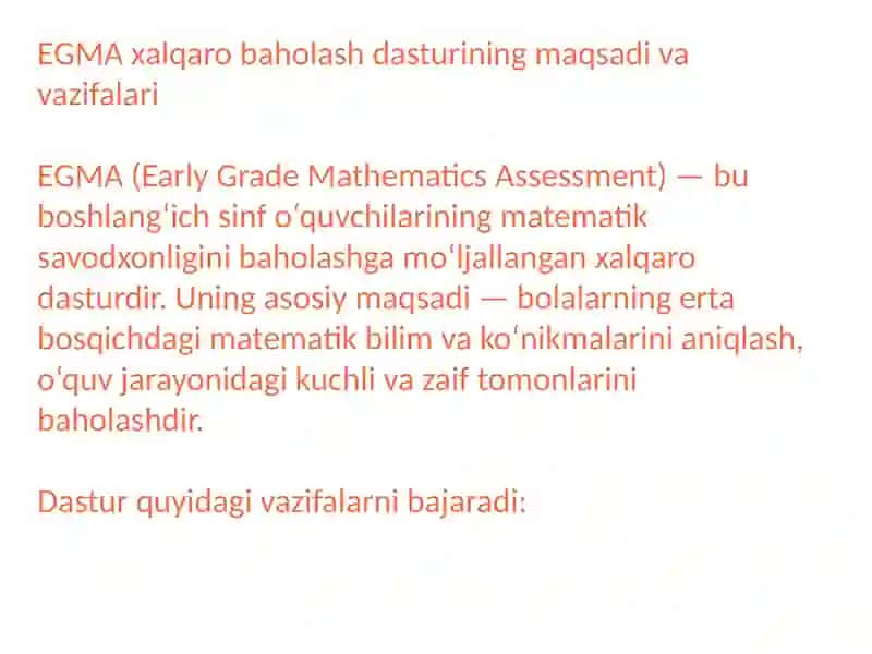 EGMA qalqaro baholash dasturi 3