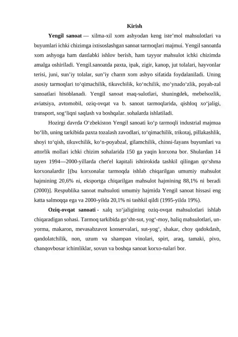 O‘ZBEKISTONNING YENGIL VA OZIQ OVQAT SANOATI 3