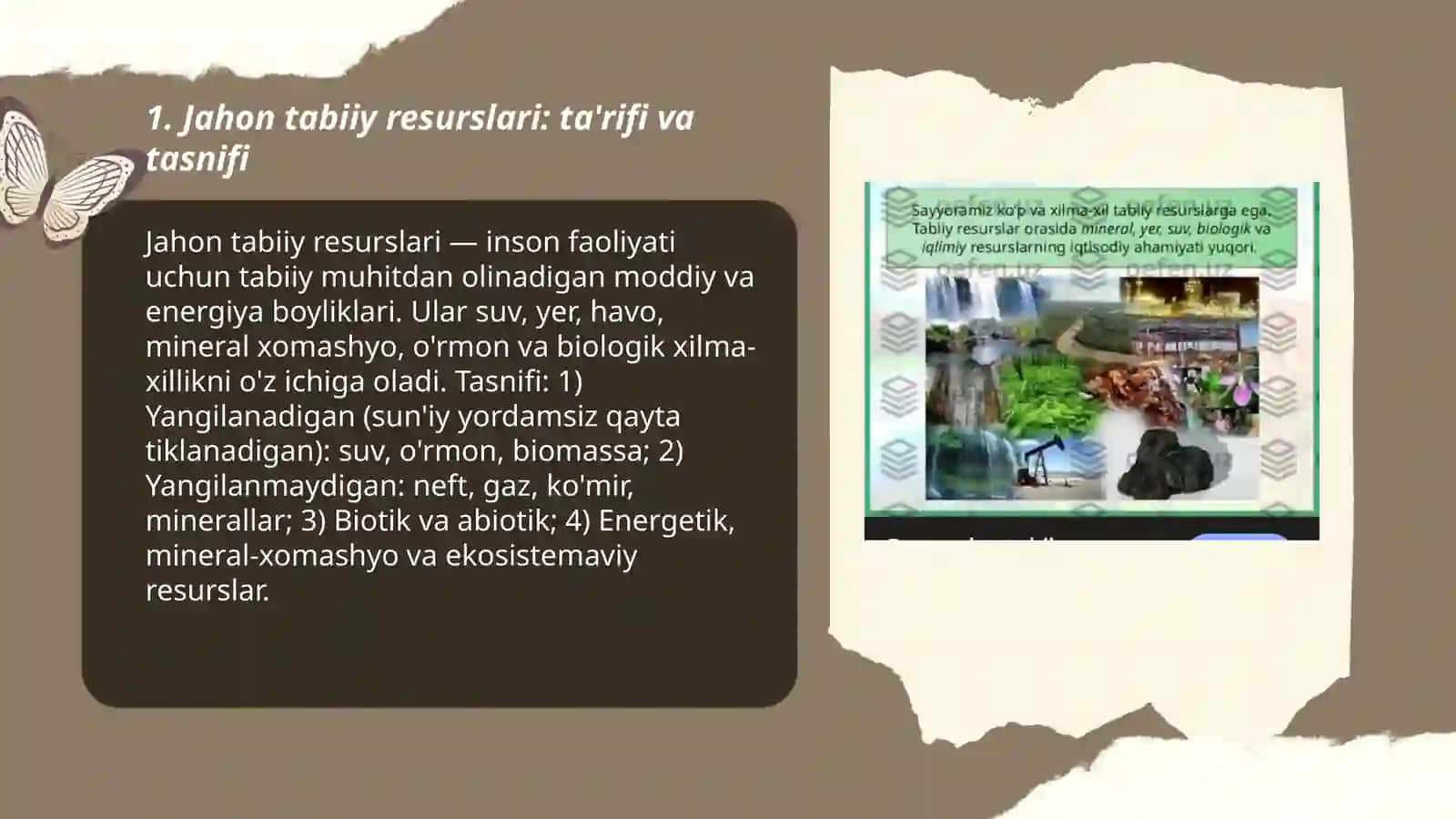 Jahon tabiiy resurslari: ta'rifi va tasnifi 3