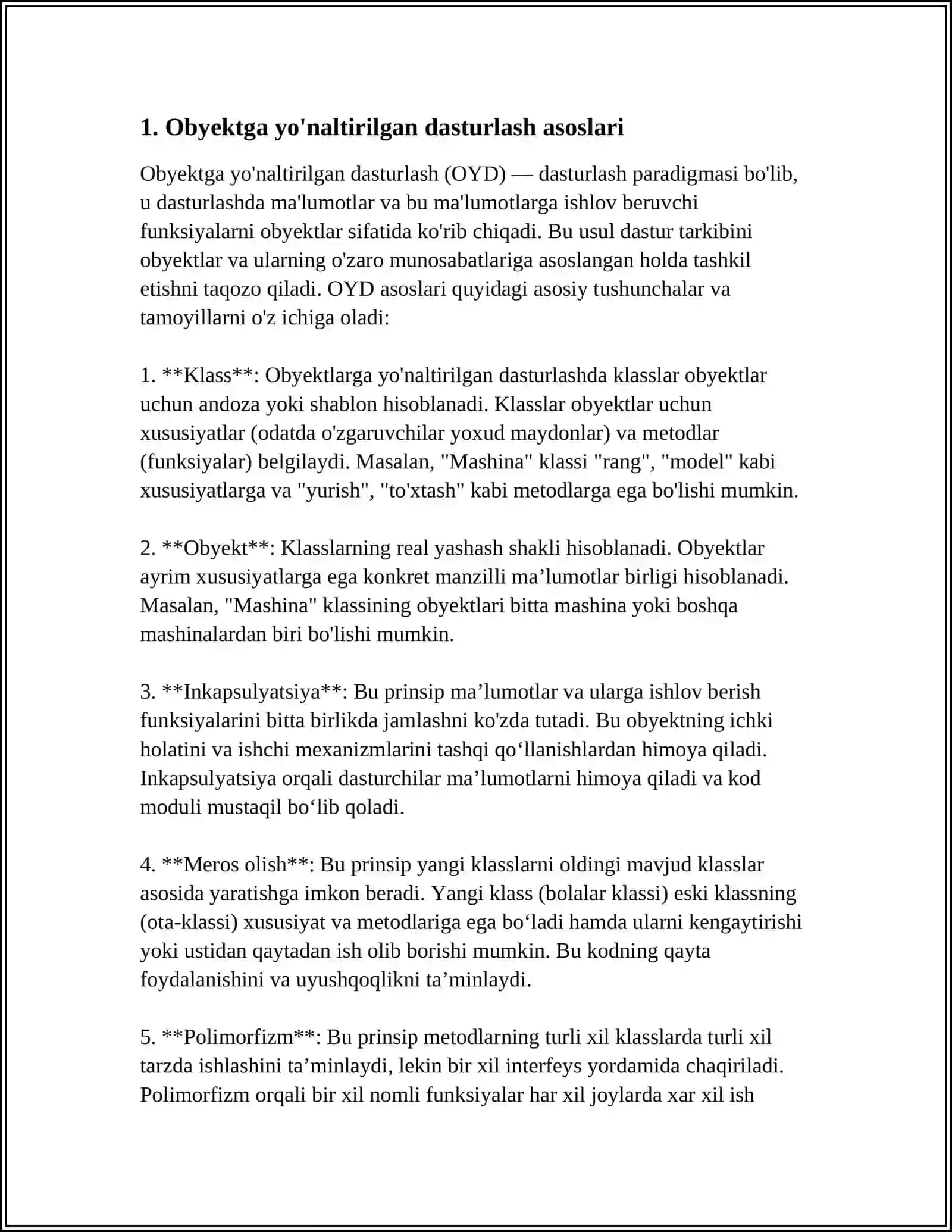 Obyektga Yo'naltilgan Dasturlash Asoslari 3