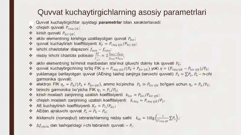 Quvvat kuchaytirgichlarning asosiy elementlari 3
