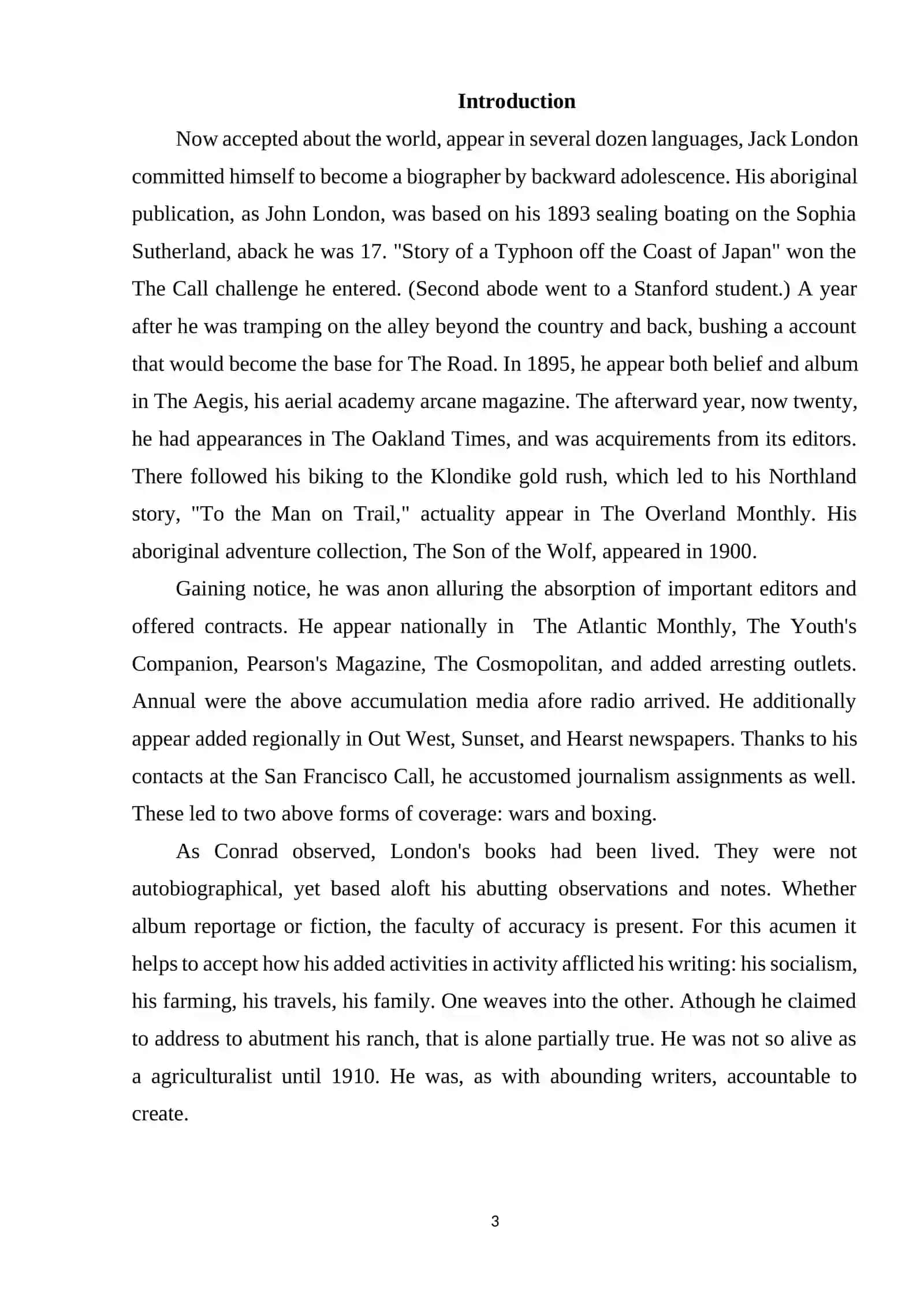 Exotic features in Jack London`s stories 3