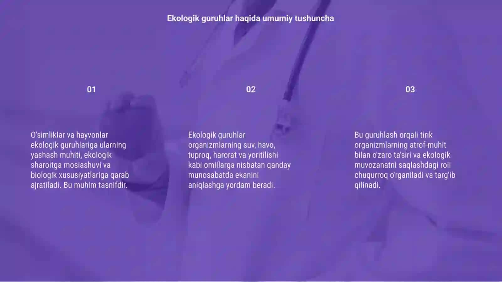 O'simlik va hayvonlarning ekologik guruhlari 3