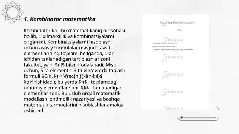 Kombinator va pozitsion oʻzgarishlar 3