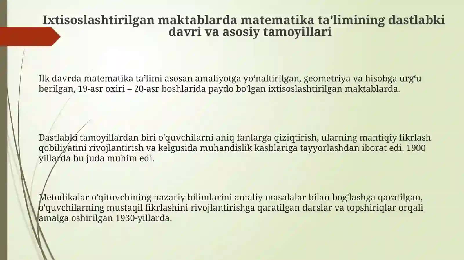 Ixtisoslashtirilgan maktablarda matematika o'qitish metodikasining qisqacha tarixi 3