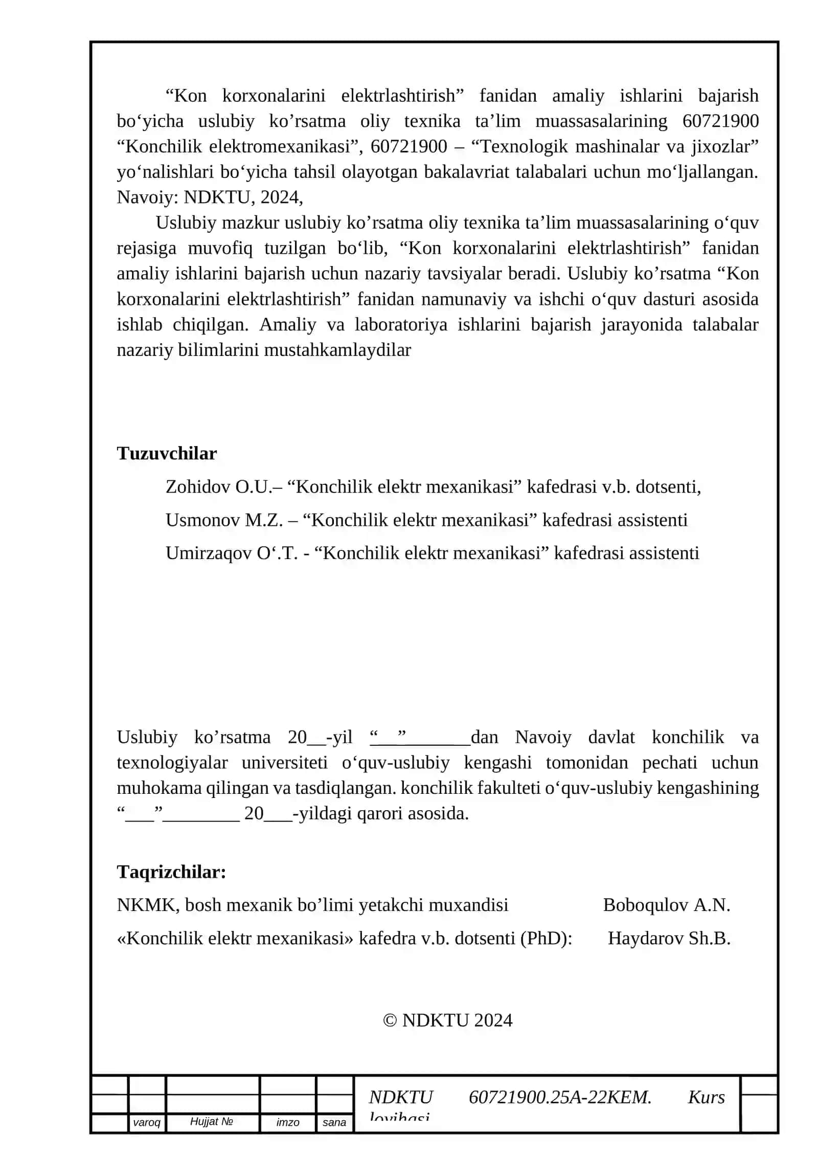 Konchilik korxonalari elektr ta'minoti va elektrlashtirish 3