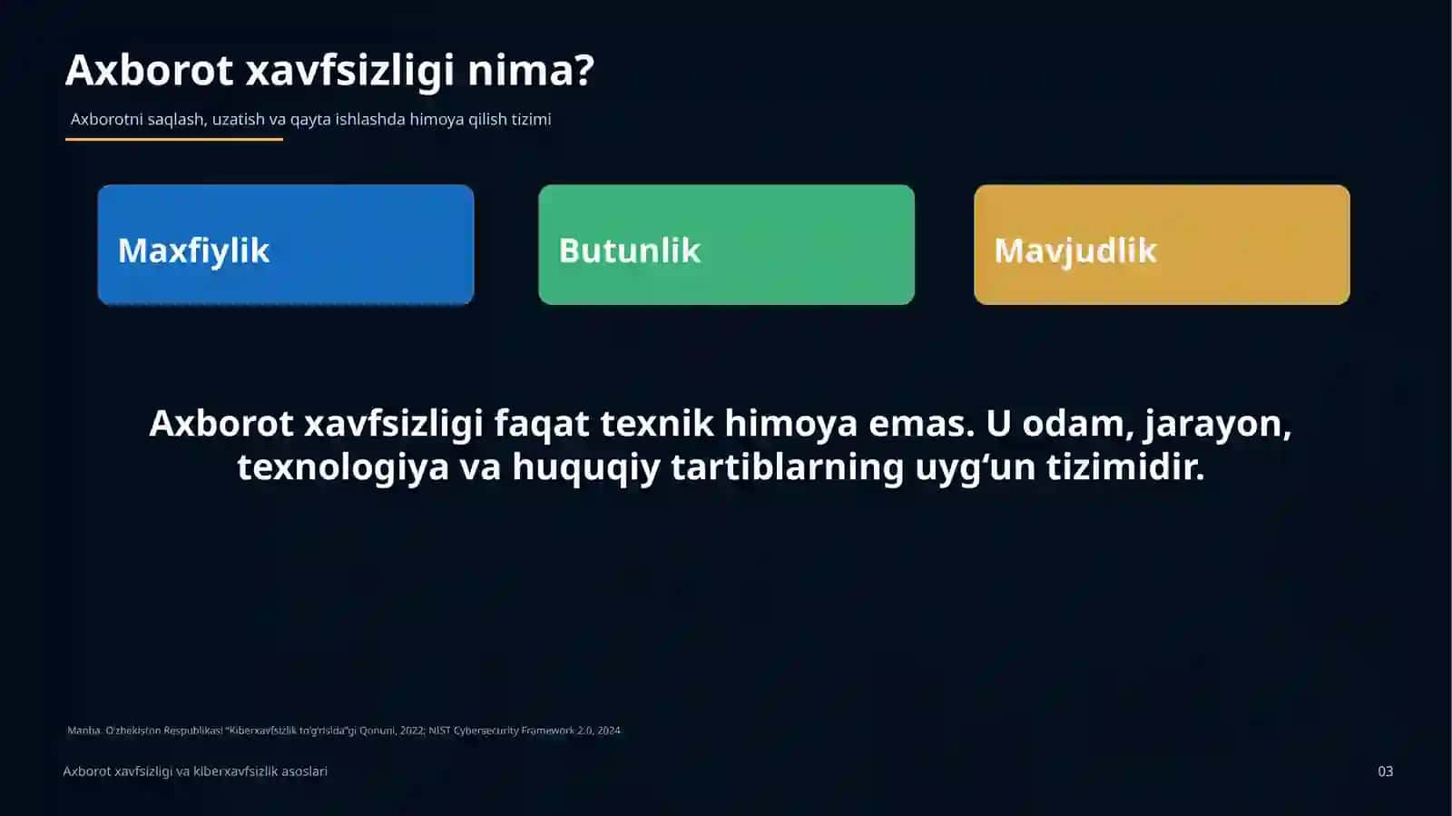 Axborot xavfsizligi va kiberxavfsizlik asoslari 3