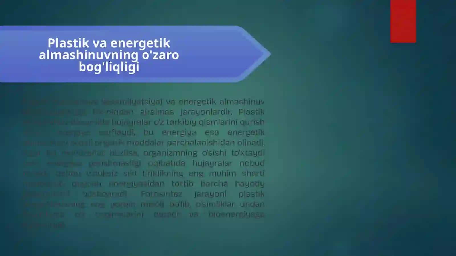 Modda va energiya almashinuvi: Hayotning asosi 3