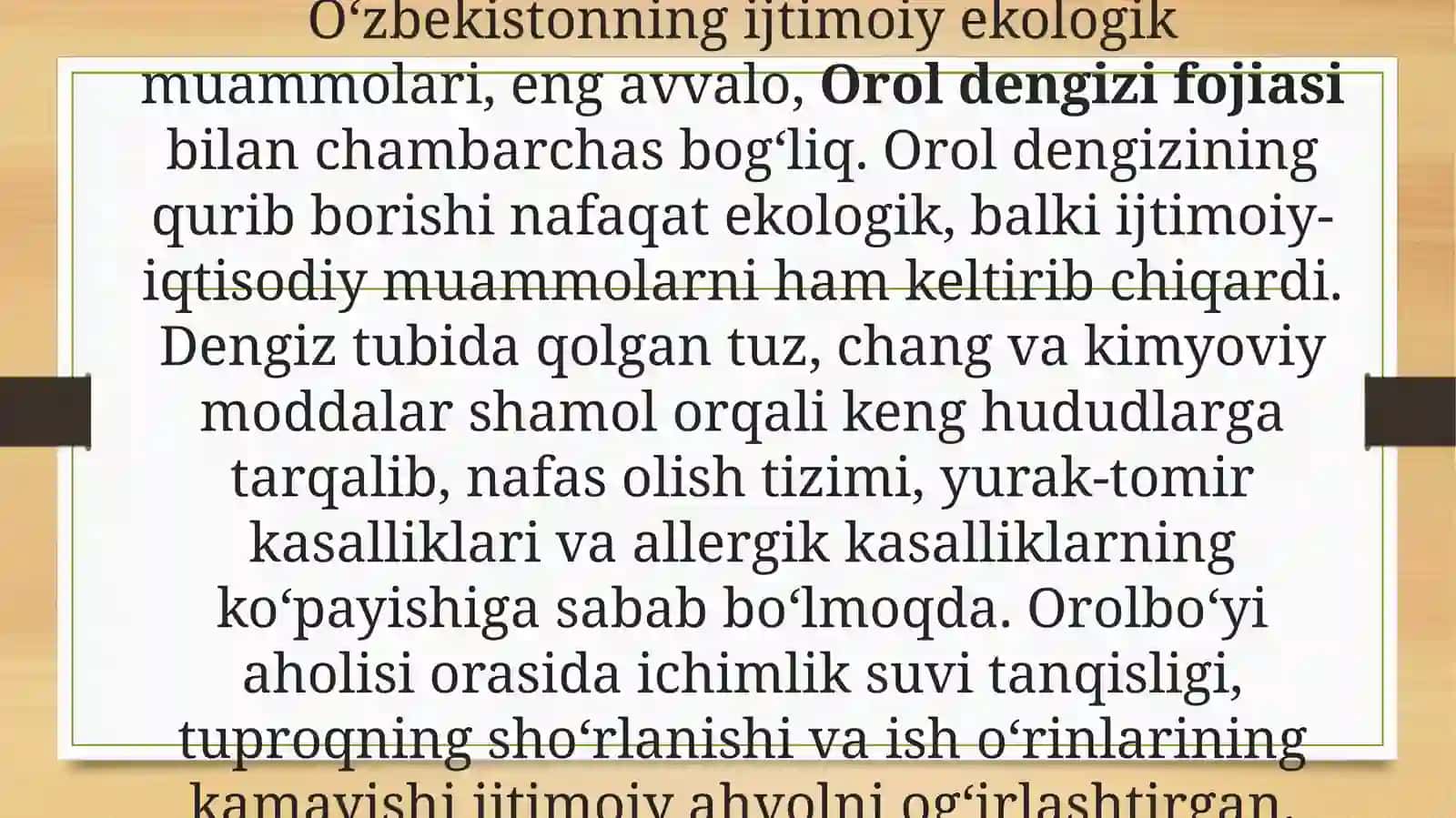 O'zbekiston Respublikasining Ijtimoiy Ekologik Muammolari 3