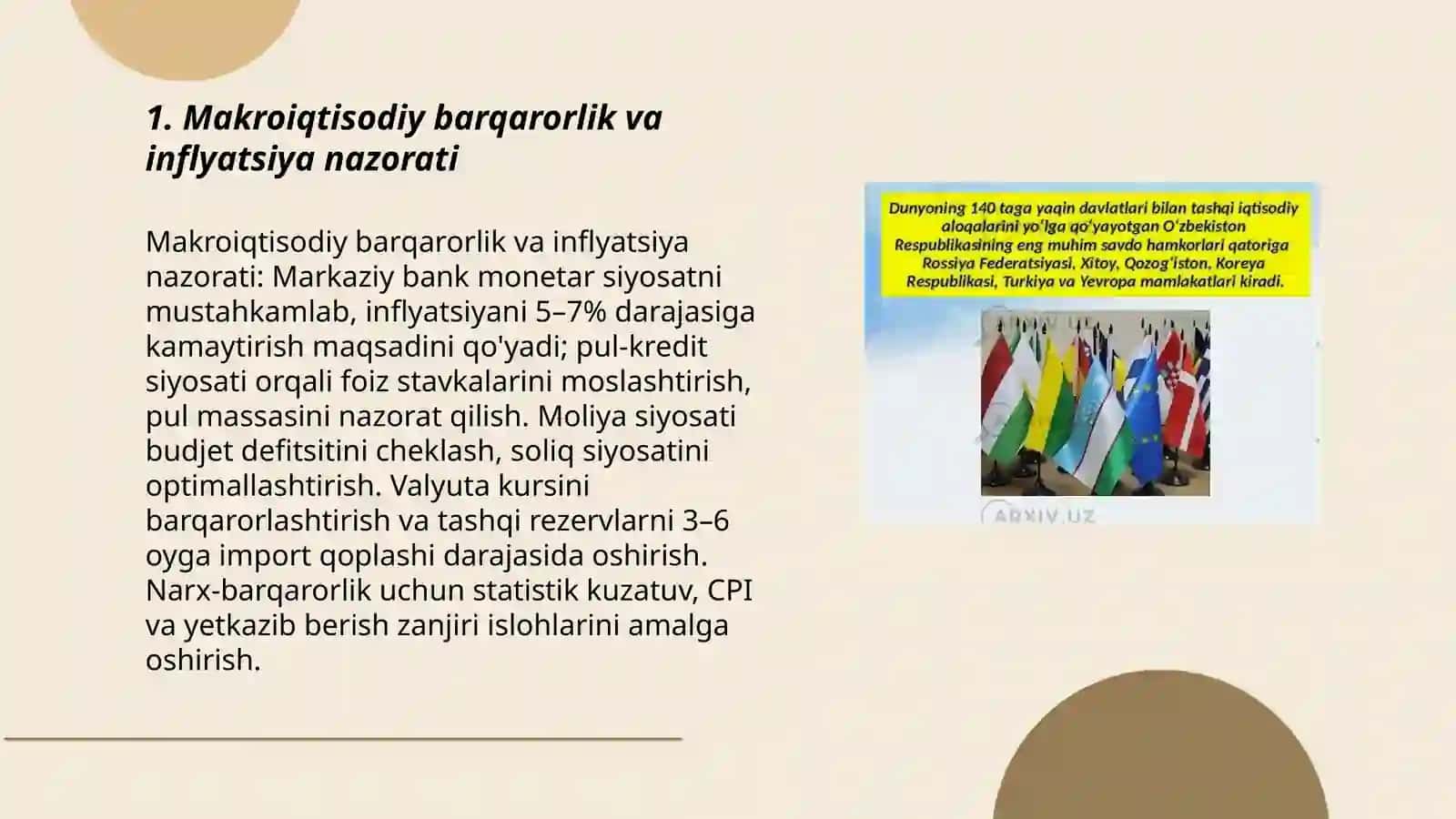 O'zbekistonda davlat iqtisodiy siyosatining asosiy ustuvor yo'nalishlari 3