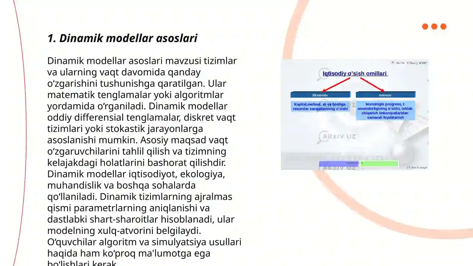 Dinamik modellar asoslari 3