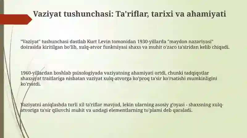 Psixologiyada“vaziyat”kategoriyasi 3