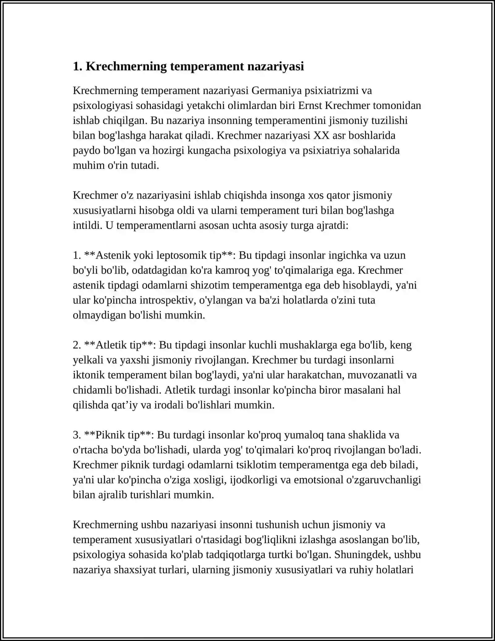 Krechmerning "Temperament" Nazariyasi 3