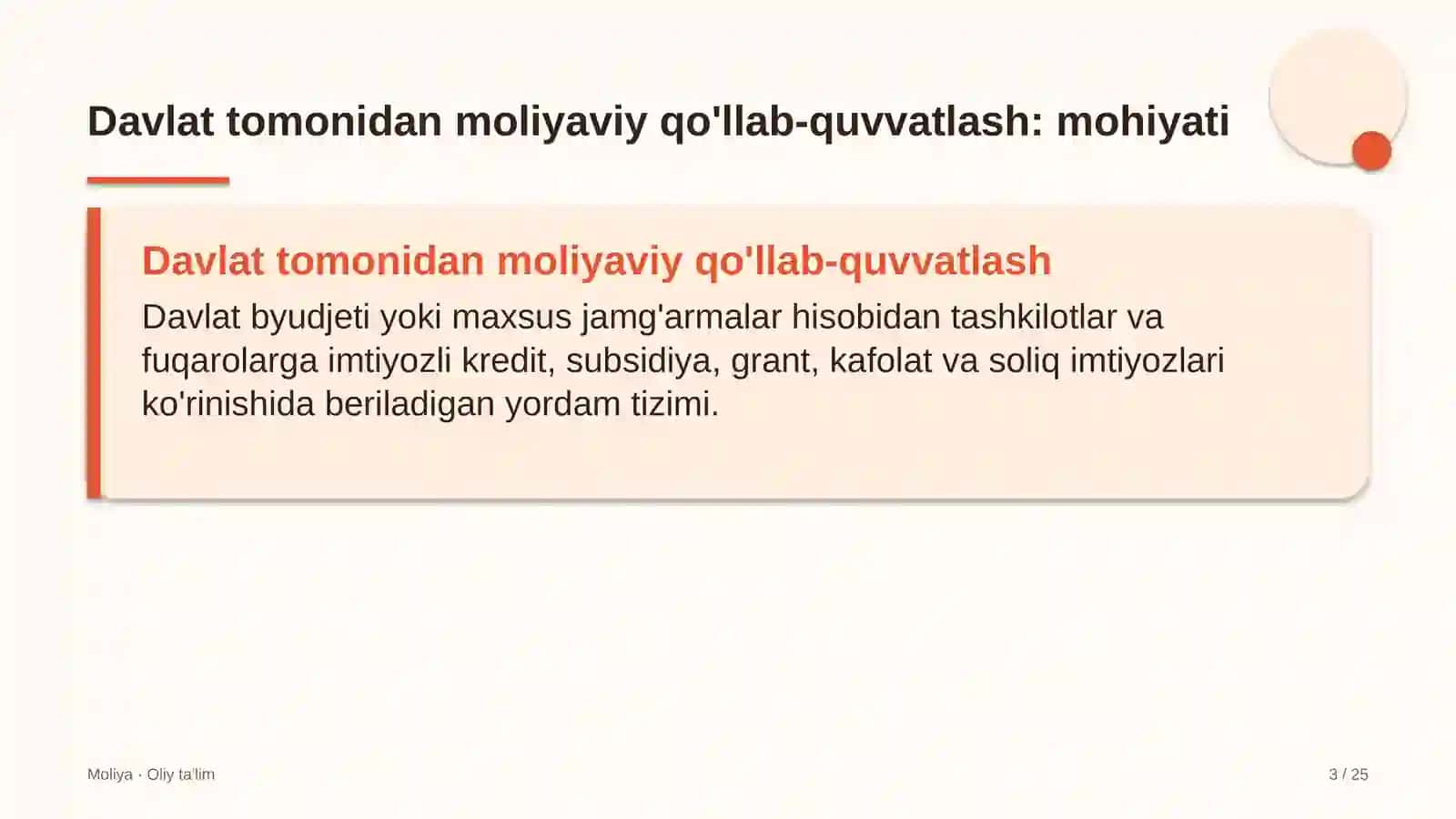 Moliya · Oliy Ta'lim 3