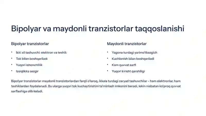 Bipolyar tranzistorlar: Elektronika asosi 3