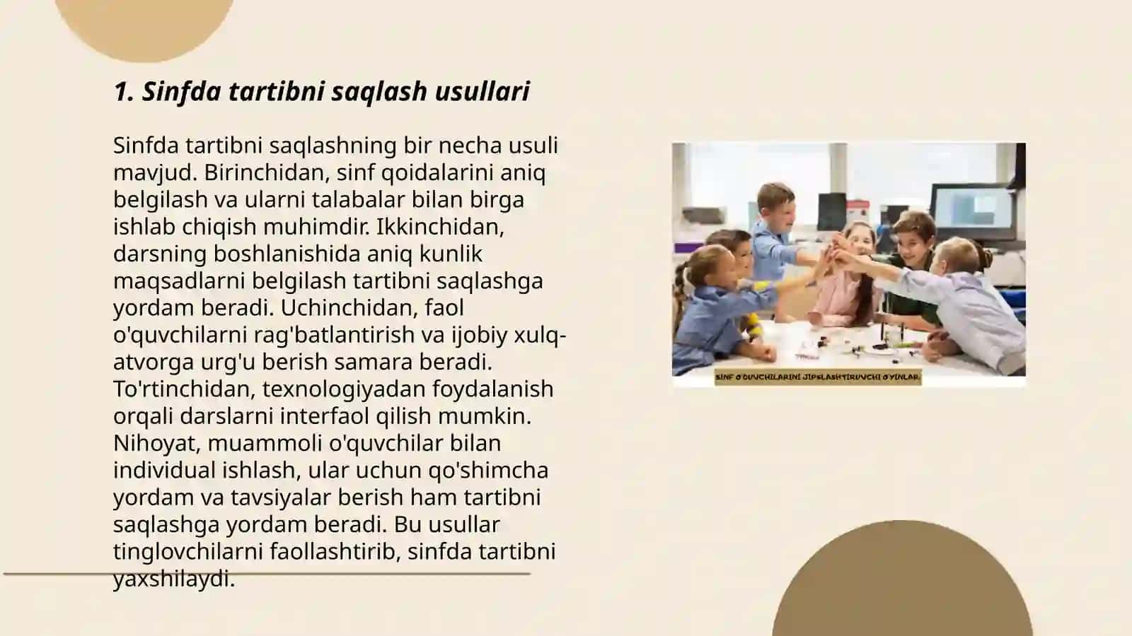 Sinfda intizomni mustahkamlash 3