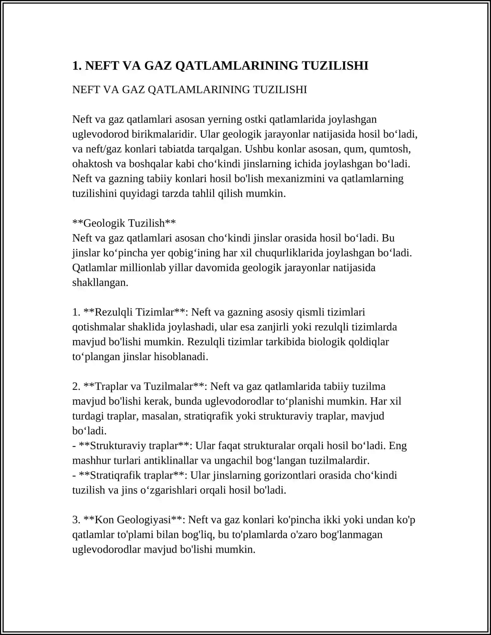 NEFT VA GAZ QATLAMLARI O'ZGACHALIKLARI 3