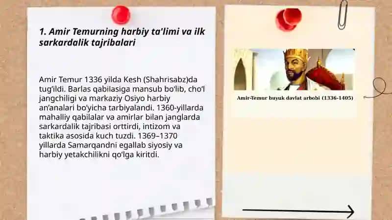 Amir Temur buyuk sarkarda Ibrohimova Shahloxon 3