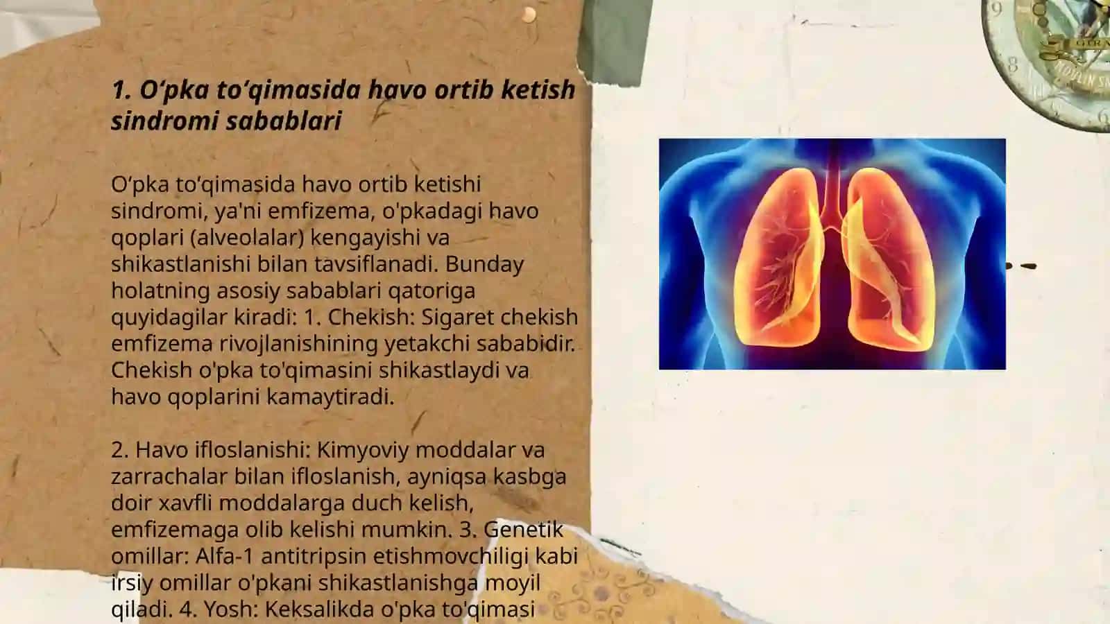 Oʻpka toʻqimasida havo ortib ketish sindromi Branxial astma Oʻpka enfizimasi 3