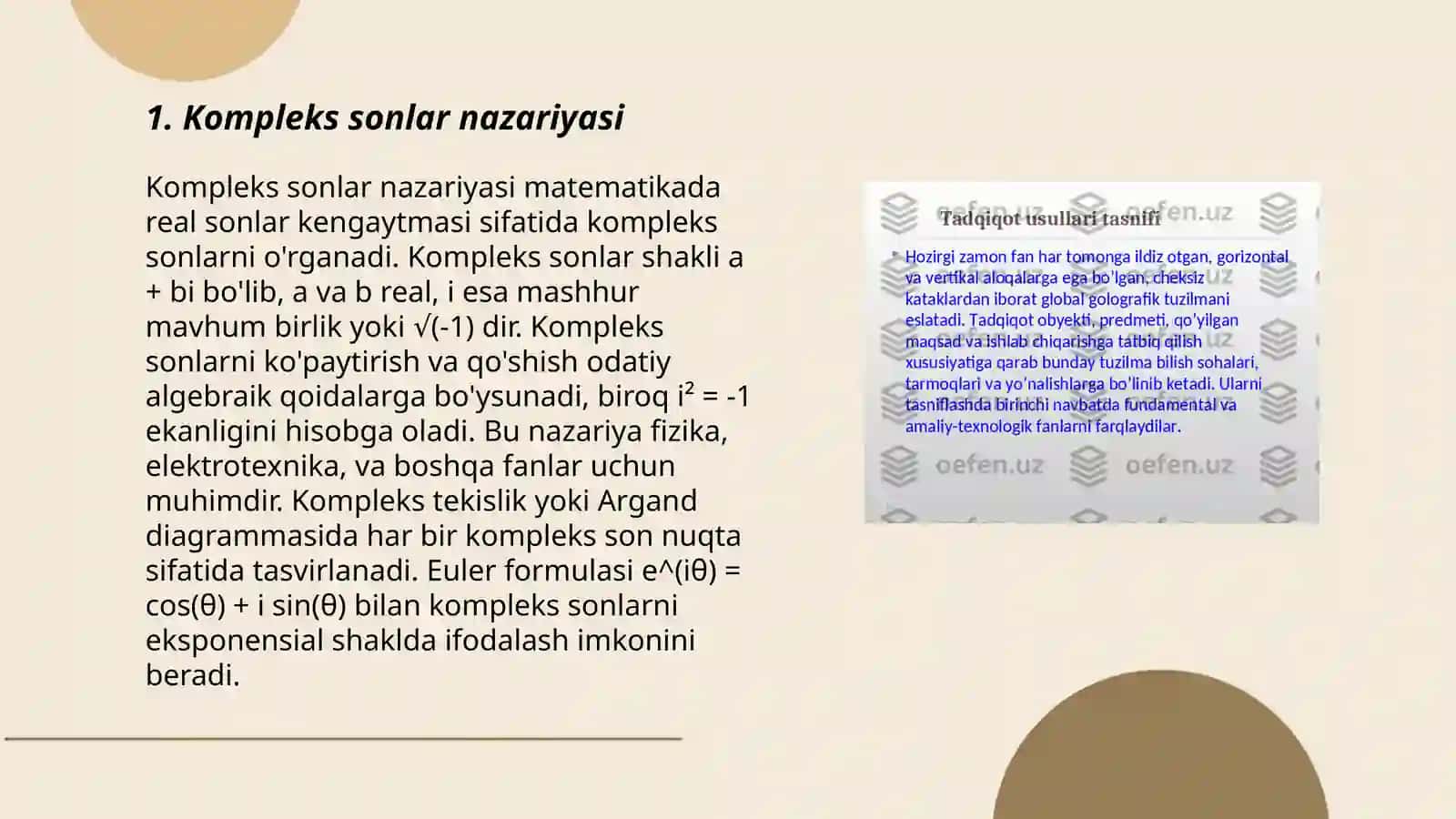 Kompleks sonlar nazariyasi 3