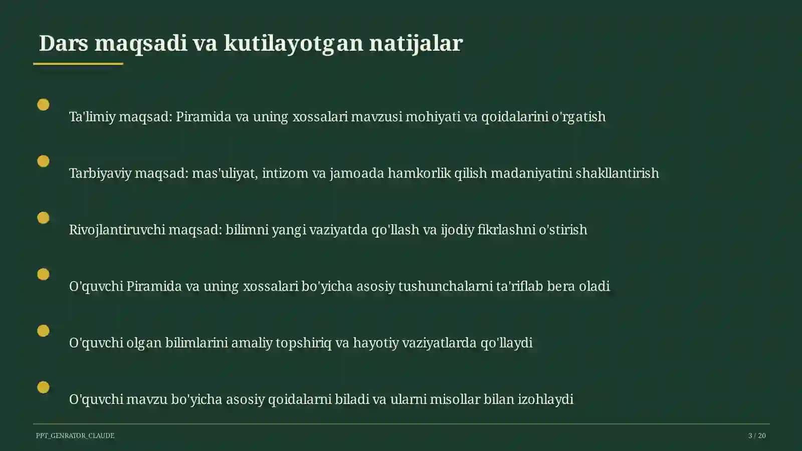 Piramida va uning xossalari (10-sinf) 3