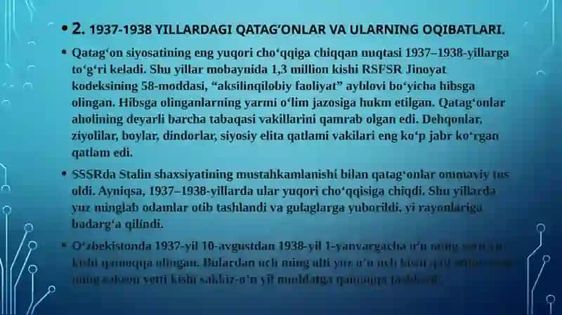 1937-1938 yillardagi o’zbekistonDAGI qatag’onLAR 3