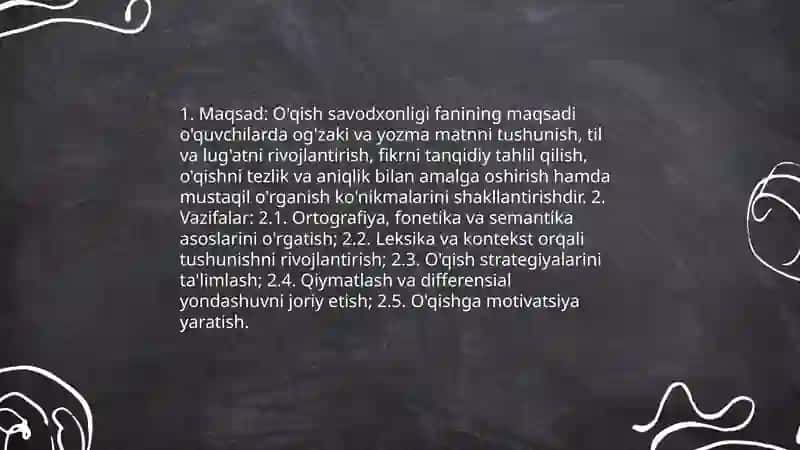 O'qish savodxonligi fanidan taqdimot 3