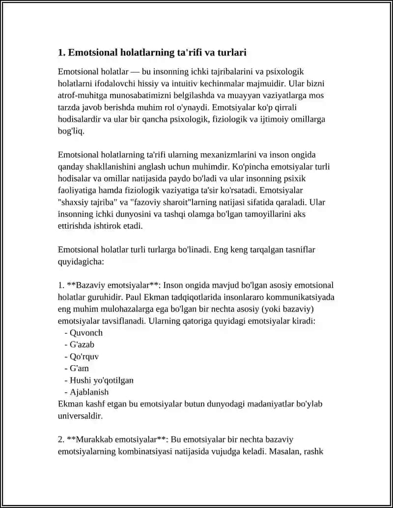 EMOTSIONAL HOLATLAR - MUSTAQIL ISH 3