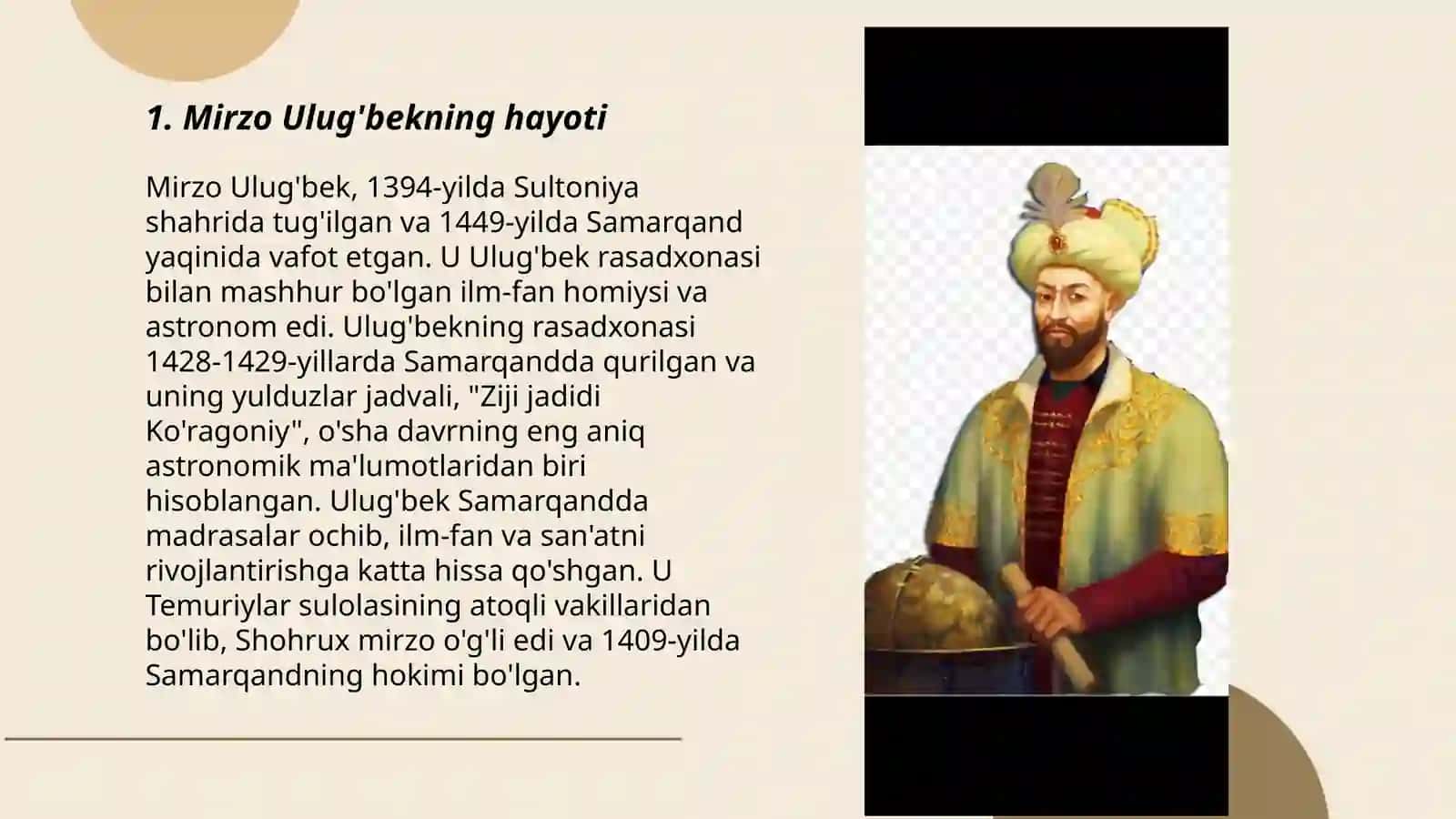 Mirzo Ulug'bekning hayoti 3