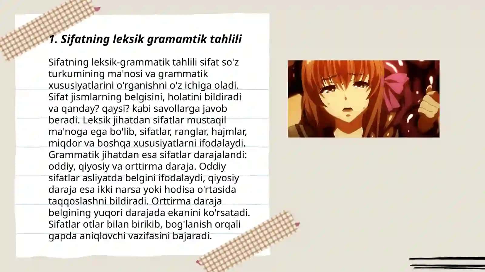 Sifatning leksik grammatika xususiyati 3