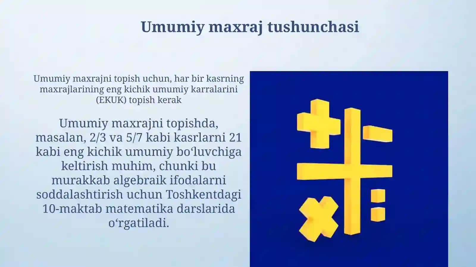 Algebraik kasrlarni umumiymaxrajgakeltirish 3
