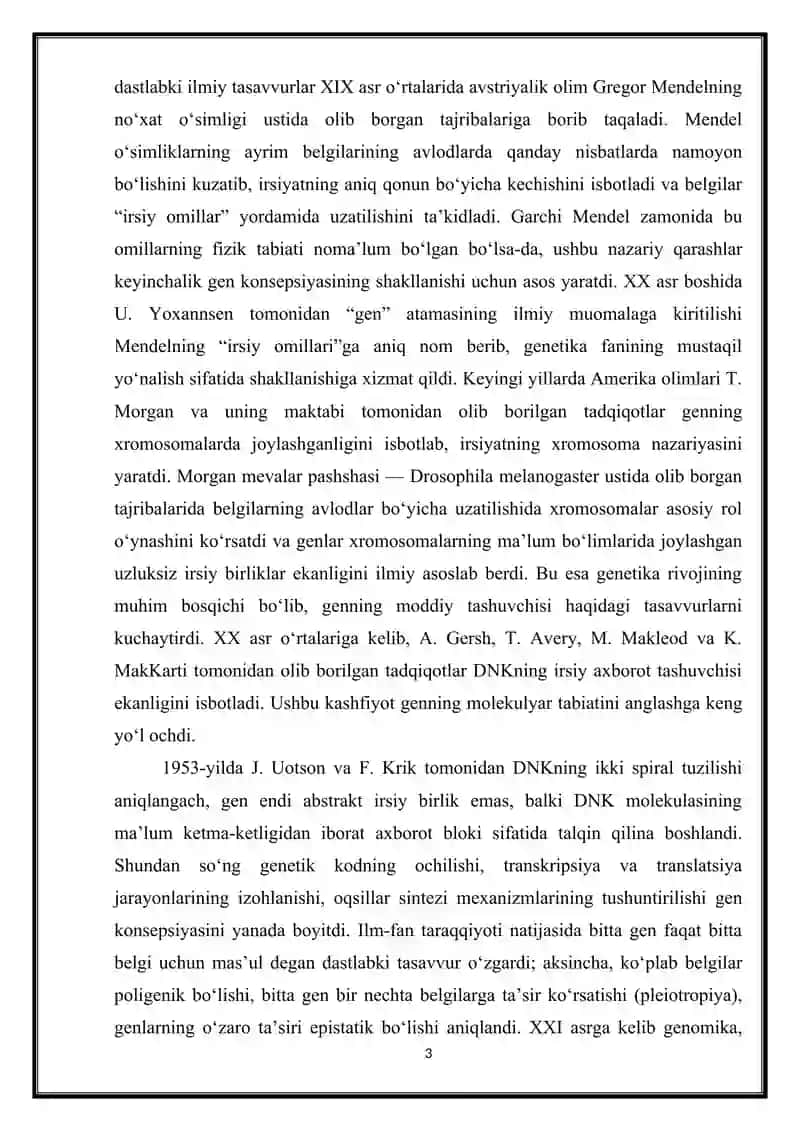 Gen va gen konsepsiyasi xaqida tushuncha 3
