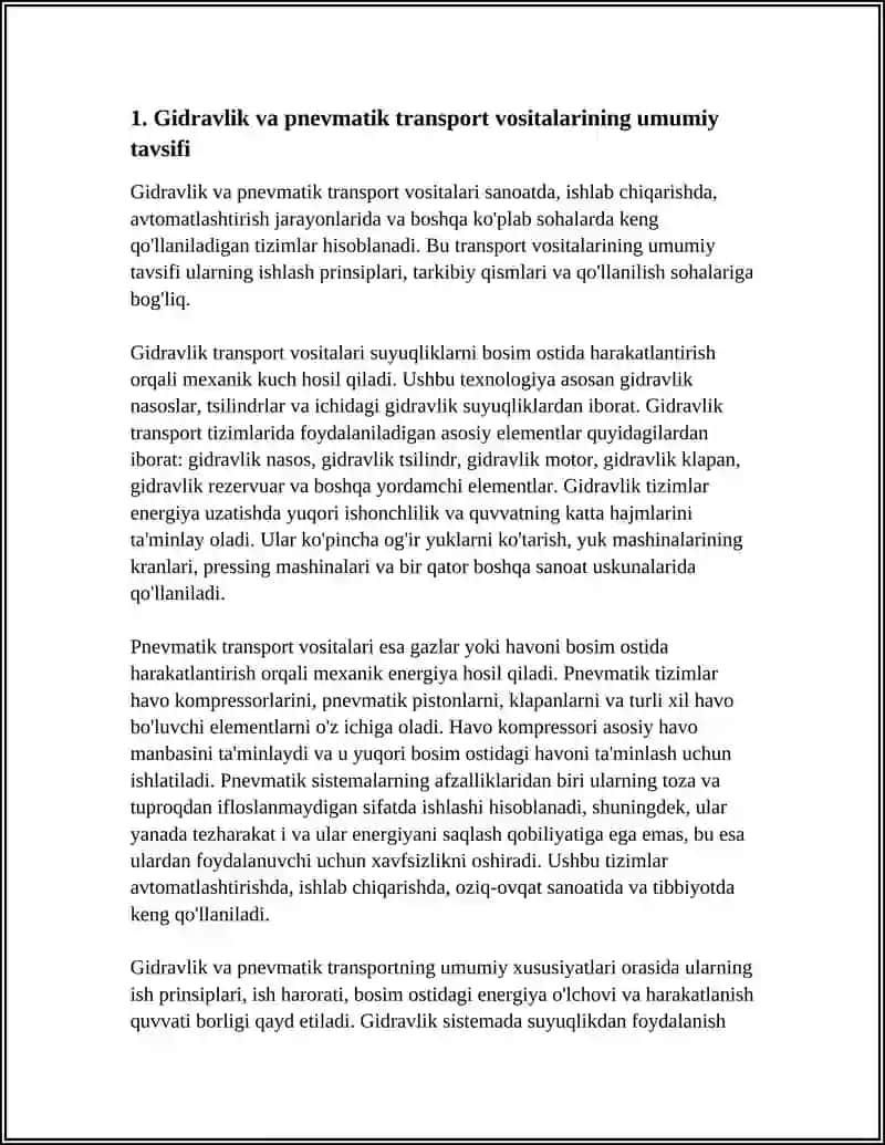 GIDRAVLIK VA PNEVMATIK TRANSPORT VOSITALARI 3