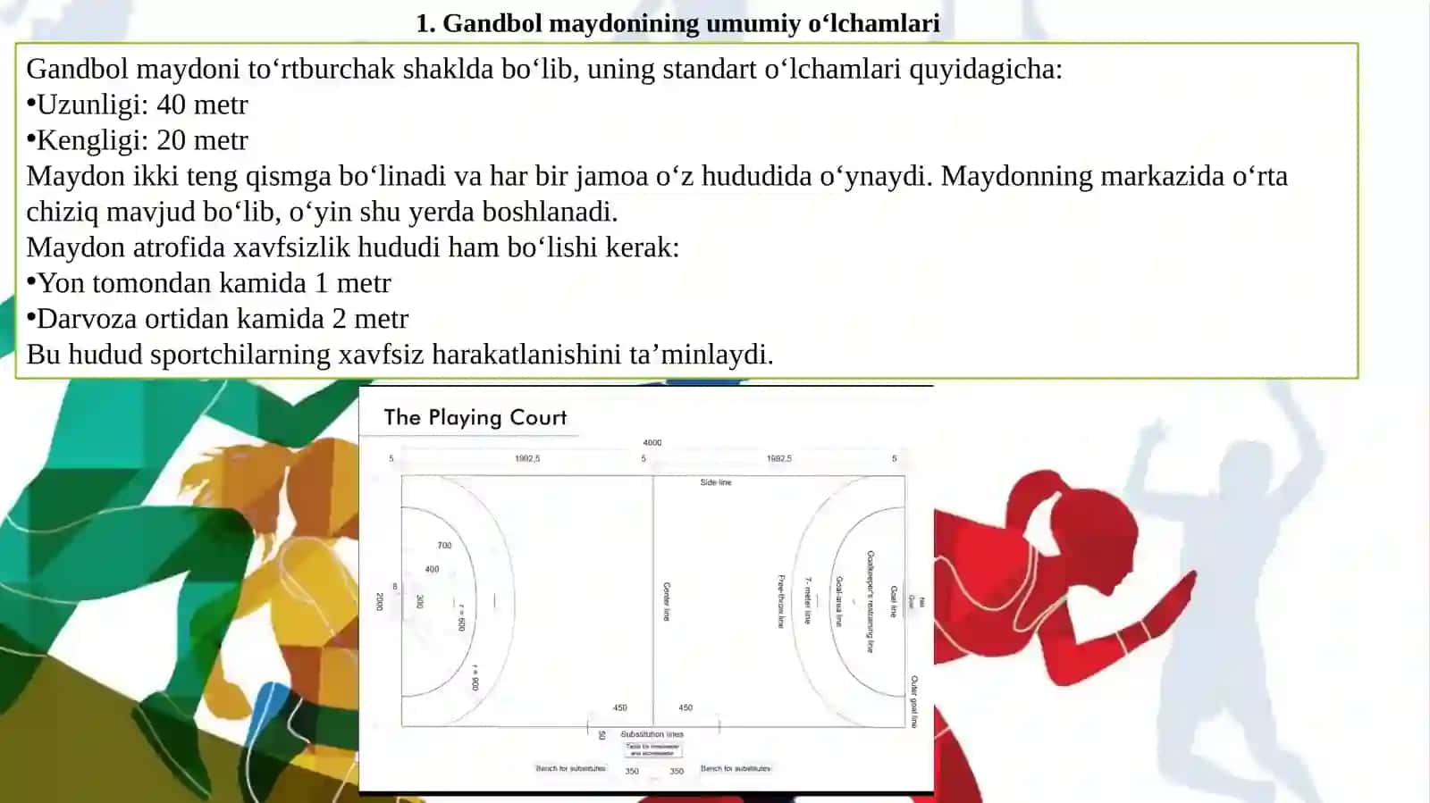 Gandbo‘l maydoni va  jihozlarini  o‘lchamlari 3