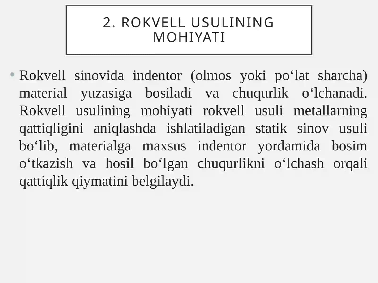 Metallarning qattiqligini rokvell usulida aniqlash 3