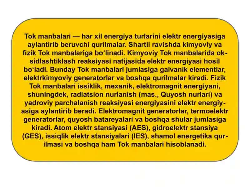 Elektr tokinig tabiati 3