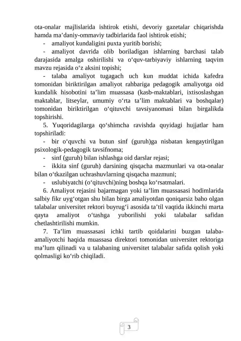Pedagogik Amaliyotdan Kundalik Hisobot Ko'rsatmalar 3