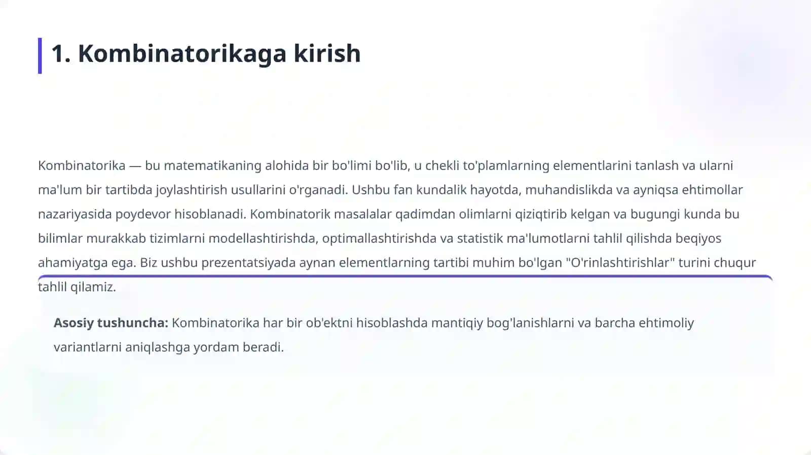 Takrorlanadigan va takrorlanmaydigan o'rinlashtirishlar 3