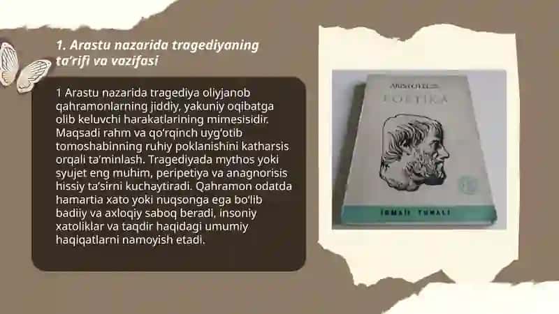 Arastuning "Poetika" asarida drama nazariyasining asosiy qoidalari 3