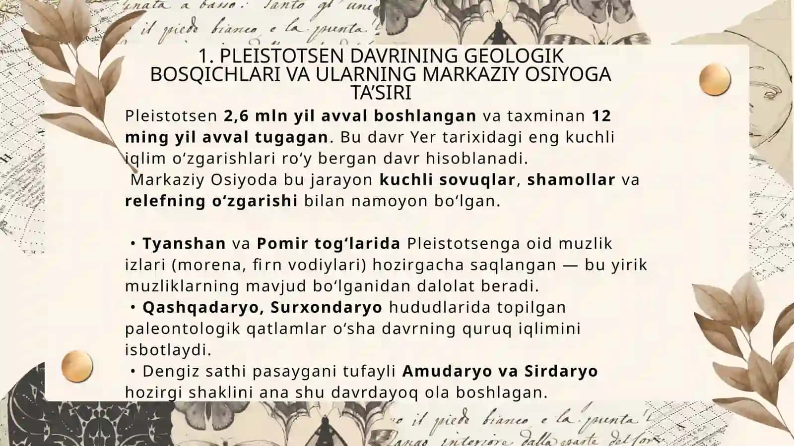 Markaziy Osiyoda Pleistotsen davri iqlimi 3
