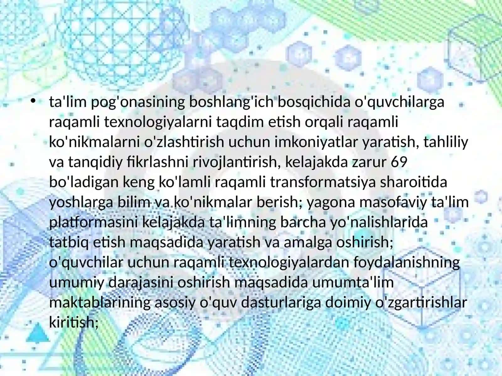 RAQAMLASHTIRILGAN SAVODXONLIK 3