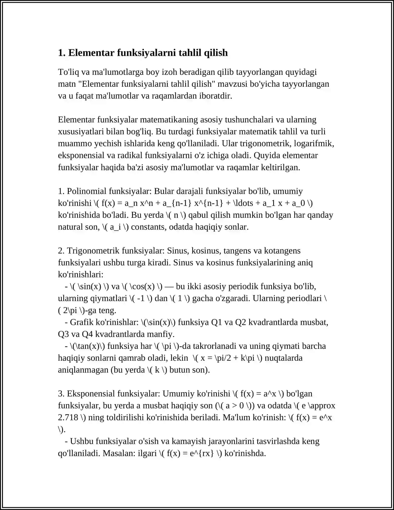 Elementar funksiyalarni tahlil qilish 3