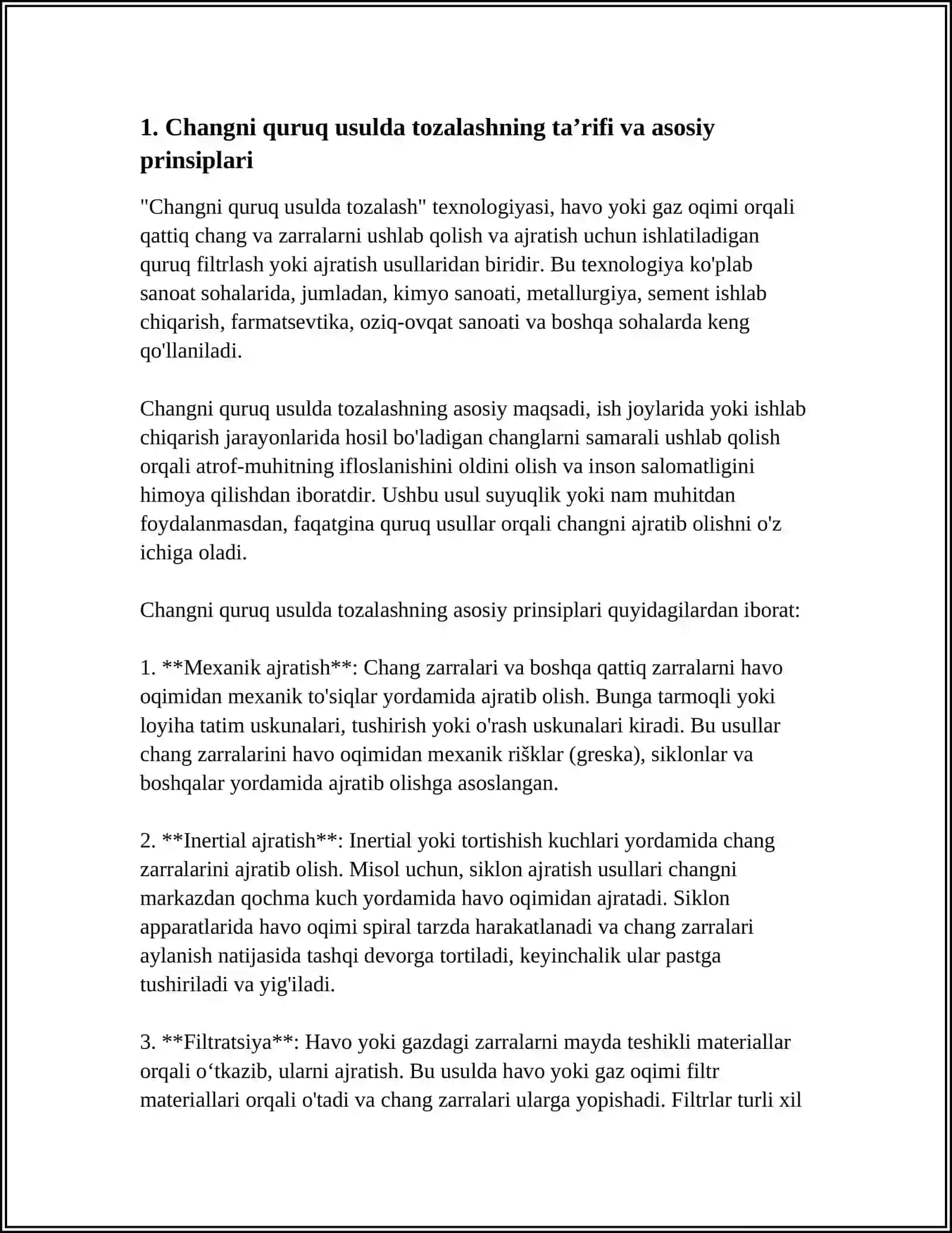 CHANGNI QURUQ USULDA TOZALASH 3
