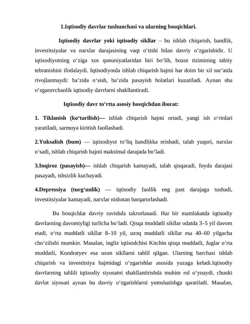 Iqtisodiy davrlar va iqtisodiy tebranishlarning sabablar 3