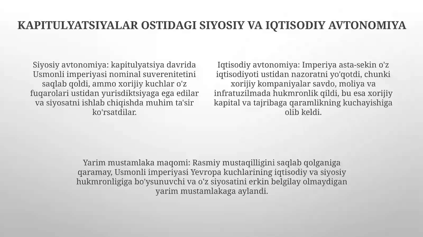Xix Asr Oxiri —Xx Asr Boshlarida UsmonliDavlatiningYarimmustamlakaligi 3